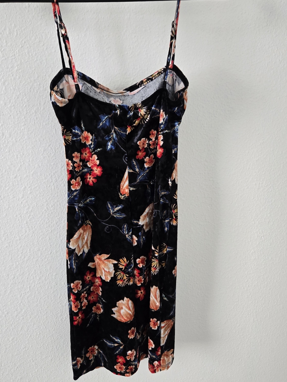 Floral Velvet Mini Dress with Pink & Red Blooms - Picture 3 of 5